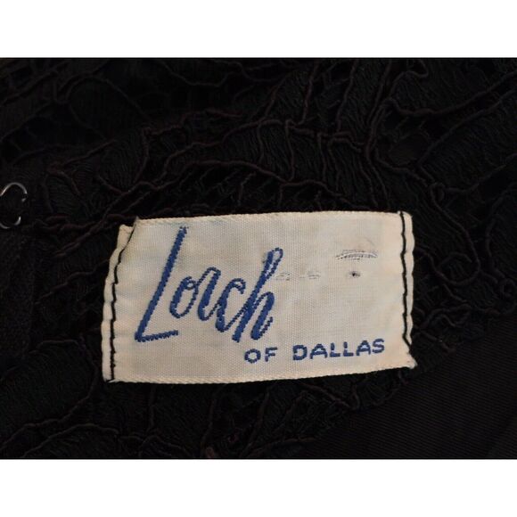 Vintage 40s 50s Lorch of Dallas Black Lace Cocktail Hostess Sheath Dress Medium - Picture 8 of 8